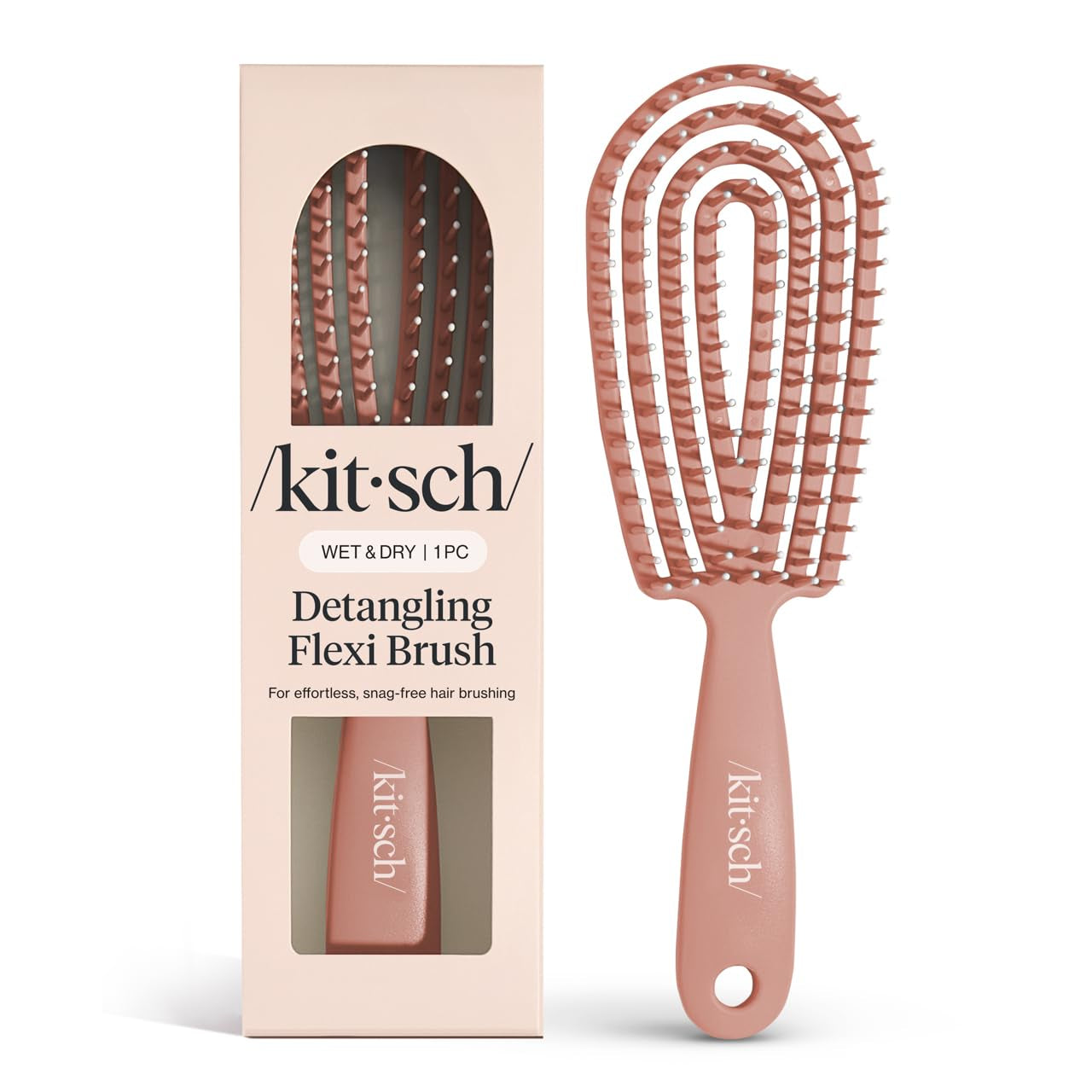 Detangler Brush – Flexible Curly Hair Brush for Women, Men & Kids | Detangling Hairbrush with Bendable Frame and Ultra-Smooth Bristles for Wet or Dry Strands - Terracotta