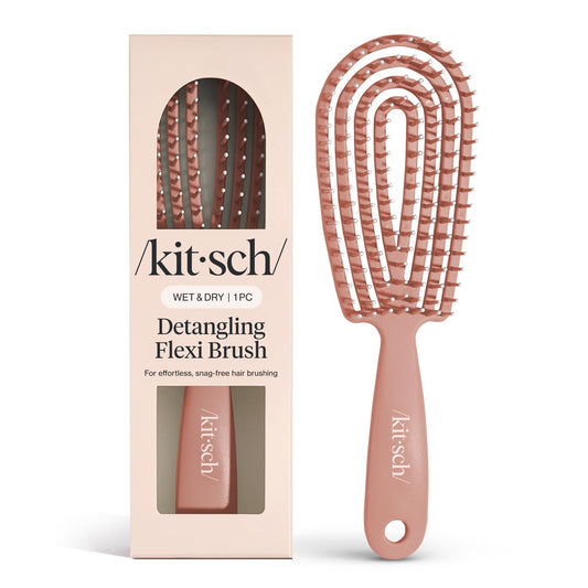 Detangler Brush – Flexible Curly Hair Brush for Women, Men & Kids | Detangling Hairbrush with Bendable Frame and Ultra-Smooth Bristles for Wet or Dry Strands - Terracotta