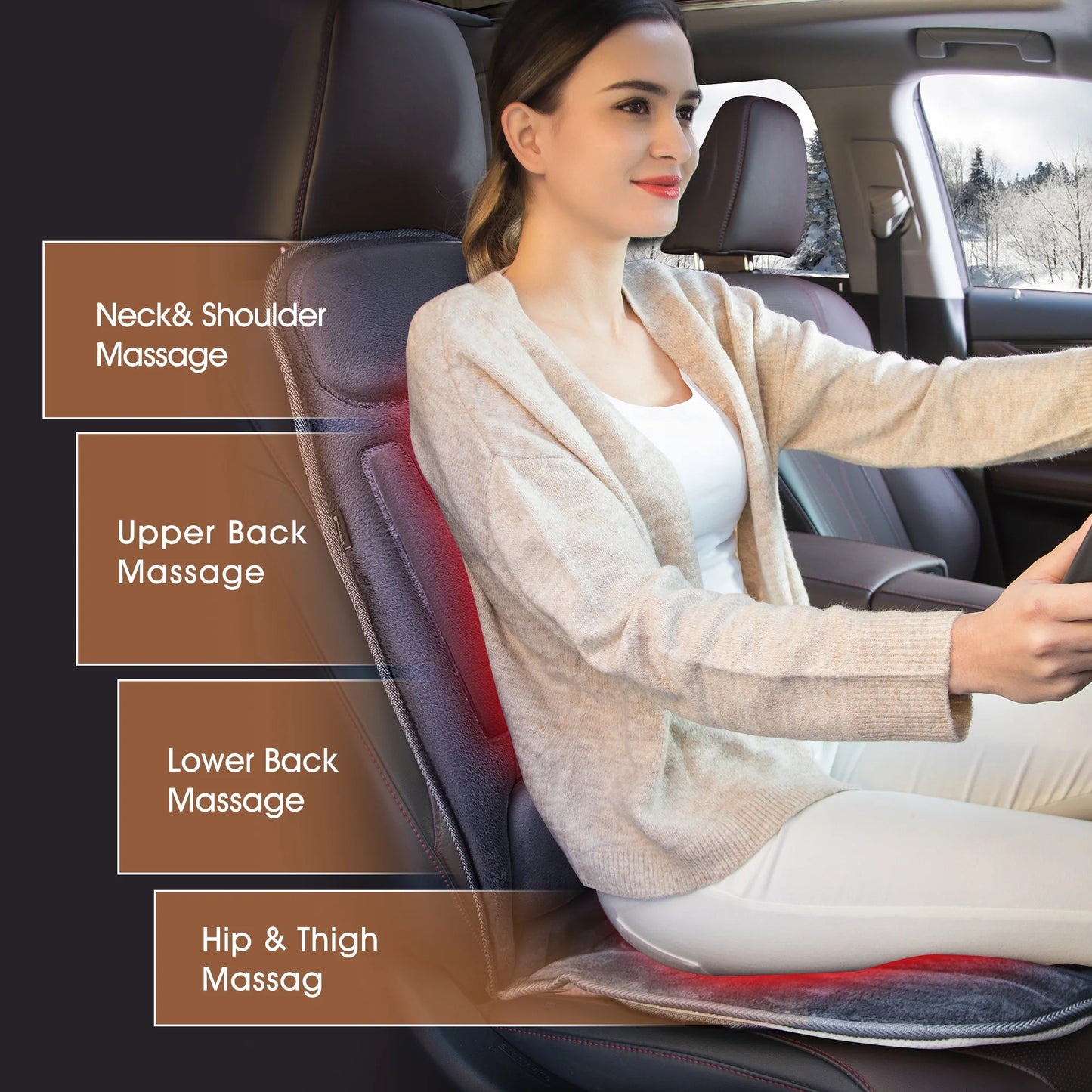 Massage Seat Cushion with 10 Vibration Motors, Back Massage Chair Pad for Back Pain Relief, Gifts