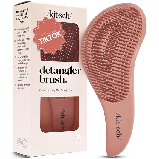Detangler Brush – Gentle Curly Hair Brush with Flexible Bristles for All Hair Types - Wet or Dry | Detangling Hair Brushes for Women & Men, Adults & Kids - Terracotta