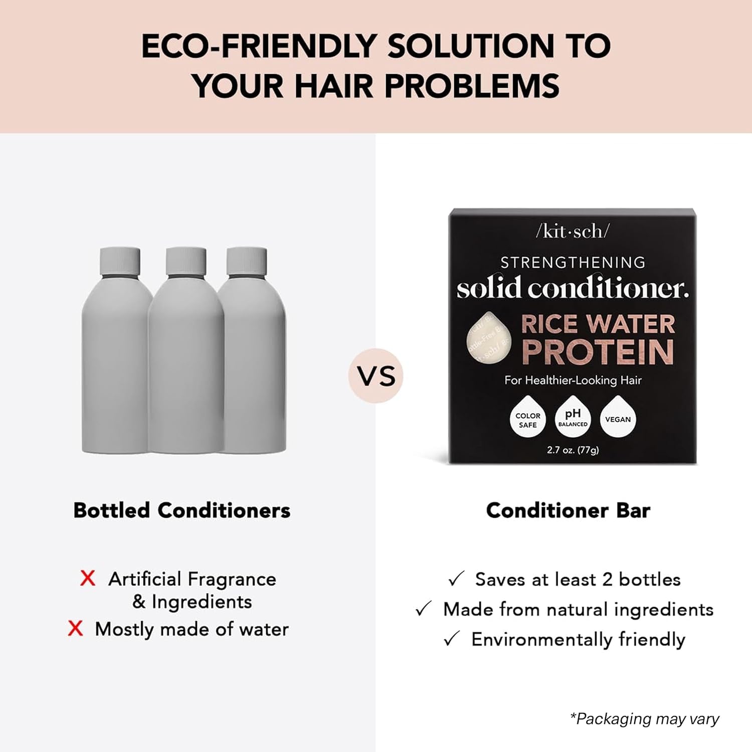 Rice Water Shampoo & Conditioner Set – Solid Shampoo & Conditioner Bar with Protein for Hair Growth, Strengthening Hair & Damage Repair – Paraben, Sulfate & Silicone Free – 2 Pack