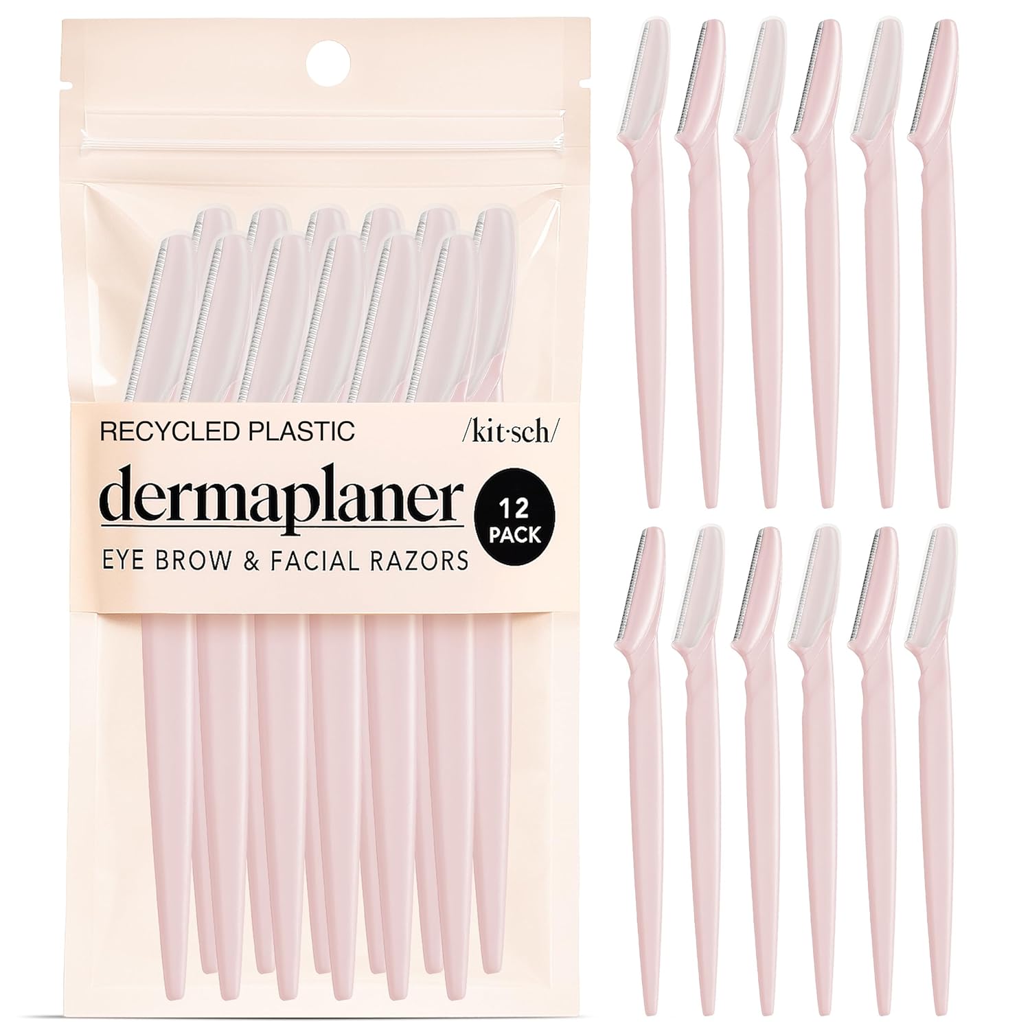 Dermaplane Razor for Women Face - Face Razors for Women and Men - Eyebrow Trimmer, Shaver, Recycled Plastic Dermaplaning and Skin Care Tool - Terracotta, 12 Pcs