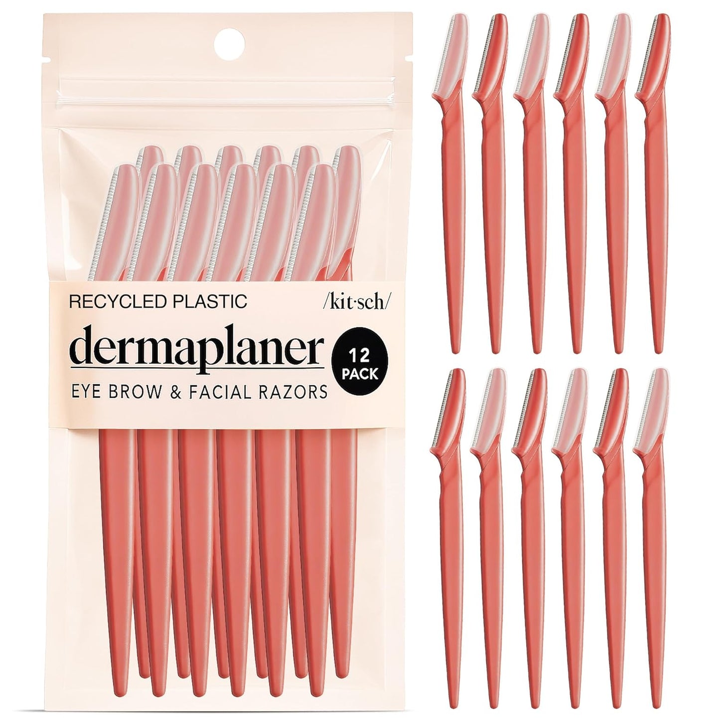 Dermaplane Razor for Women Face - Face Razors for Women and Men - Eyebrow Trimmer, Shaver, Recycled Plastic Dermaplaning and Skin Care Tool - Terracotta, 12 Pcs