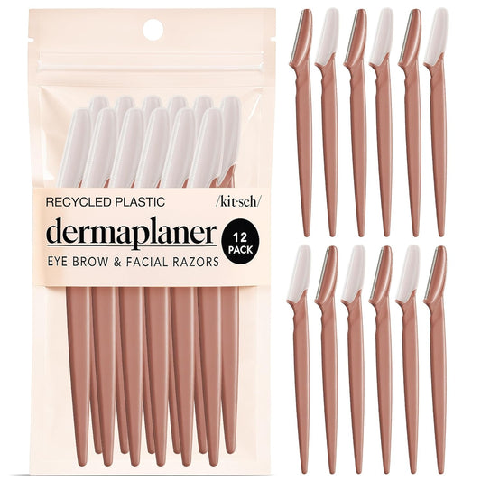 Dermaplane Razor for Women Face - Face Razors for Women and Men - Eyebrow Trimmer, Shaver, Recycled Plastic Dermaplaning and Skin Care Tool - Terracotta, 12 Pcs