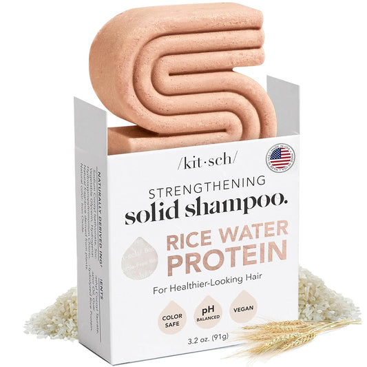 Rice Water Shampoo Bar – Dry Hair Shampoo & Soap Bar for Hair Care & Hair Growth – Women and Mens Shampoo – Strengthens Damaged Hair – Vegan, Paraben, Silicone & Sulfate-Free – 3.2 Oz
