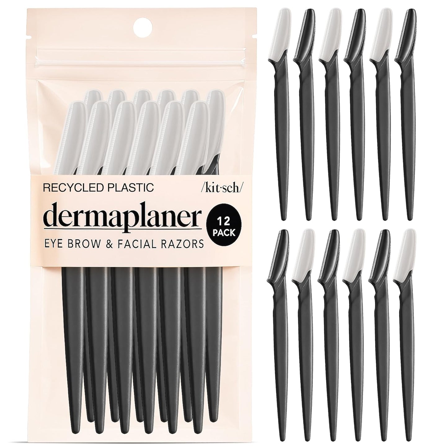 Dermaplane Razor for Women Face - Face Razors for Women and Men - Eyebrow Trimmer, Shaver, Recycled Plastic Dermaplaning and Skin Care Tool - Terracotta, 12 Pcs