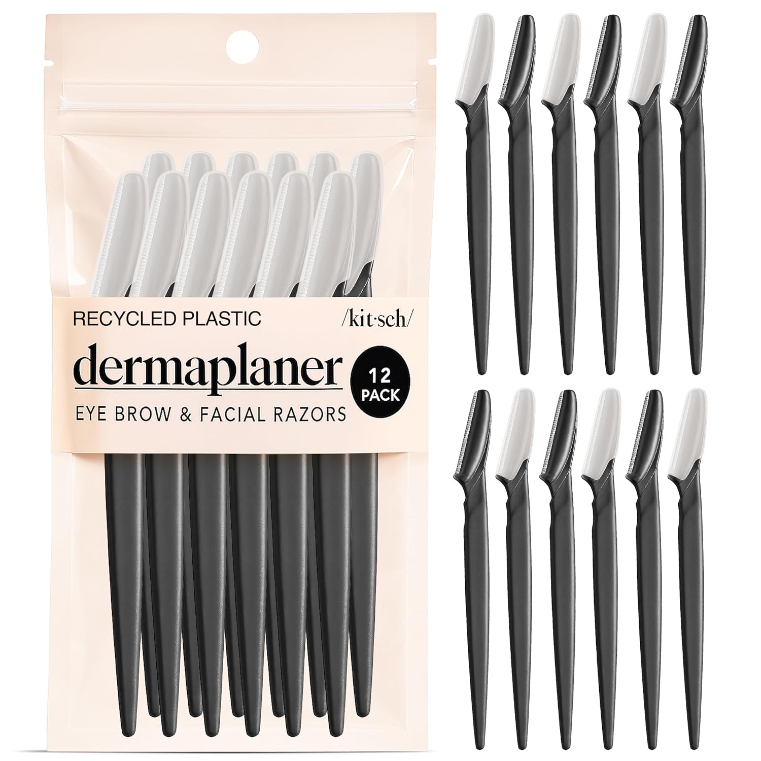 Dermaplane Razor for Women Face - Face Razors for Women and Men - Eyebrow Trimmer, Shaver, Recycled Plastic Dermaplaning and Skin Care Tool - Terracotta, 12 Pcs