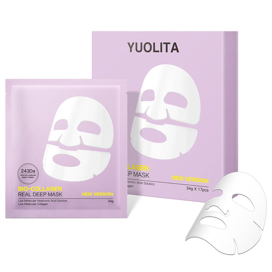 Deep Collagen Hydrogel Facial Mask for Radiant Skin - Hydrating Overnight Treatment with Low Molecular Weight Collagen for Lifting, Firming, and Moisturizing