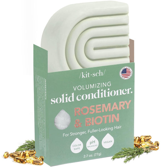 Rosemary & Biotin Volumizing Hair Conditioner Bar for Hair Growth & Thickening – Hydrating & Cleansing Hair Conditioner for Women & Men - Paraben, Silicone & Sulfate Free - Made in USA - 2.7 Oz